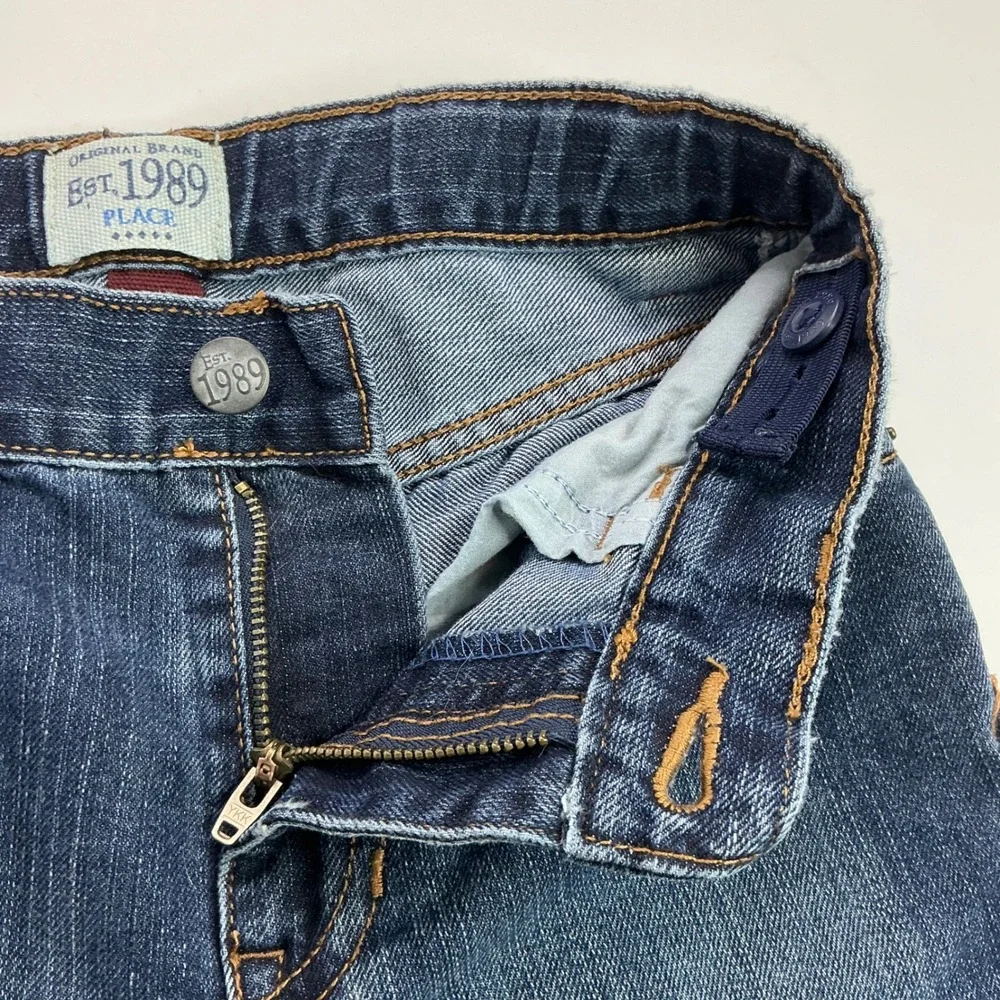 Childrens Place Blue Straight Leg Jeans Kids Size 8 Adjustable Waist Denim